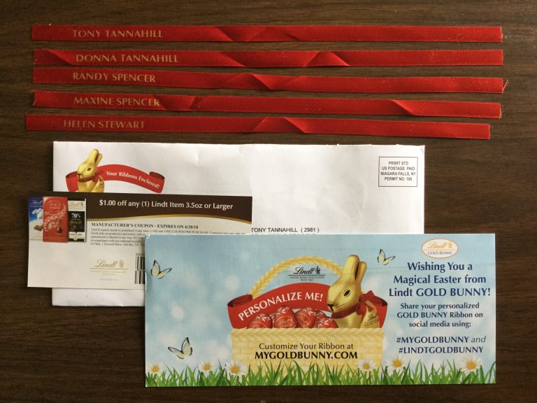 Free Lindt Gold Bunny Customized Ribbons