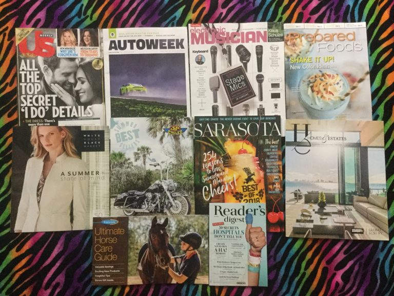 📬 04-23-2018 Free mail 👪 US weekly 🏎 Autoweek 🎤 Electronic Musician 🍧 Prepared Foods 👗 White House Black Market 🏍 J&P Cycles  🍹 Sarasota 🏠 Home & Estates 🐎 Farnam 🏥 Reader’s Digest 📚