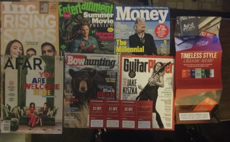 📬 04-21-2018 Free mail 👪 INK 📽 Entertainment weekly 💸 Money 🌏 AFAR 🏹 Bowhunting  🎸 Guitar Player 🚬 PALL-MALL coupons 📚