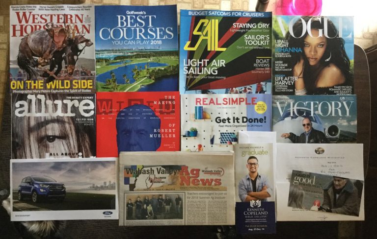 📬 05-18-2018 Free mail 🏇 Western Horseman ⛳ GolfWeek’s Best Courses ⛵ Sail 💇 Vogue 🎓 Allure 🔌 Wired 🍎 Real Simple 🛩 Believer’s Voice of Victory 🚗 All-New 2018 Ecosport guide from Ford 🌽 Wabash Valley Ag News⛪ Kenneth Copeland Ministries Newsletter   📚