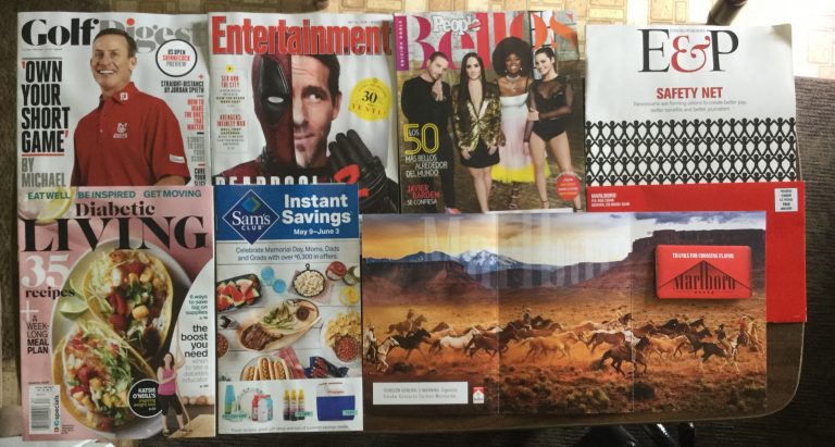 📬 05-05-2018 Free mail 🏌Golf Digest 📽 Entertainment weekly  👪 People EN Espanol 😎 E & P 🌮 Diabetic Living 🏪 Sam’s Club 🚬 Marlboro coupons 📚