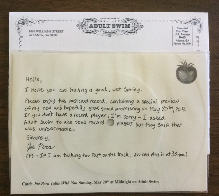 Free Adult Swim Joe Perra Talks With You Postcard Record