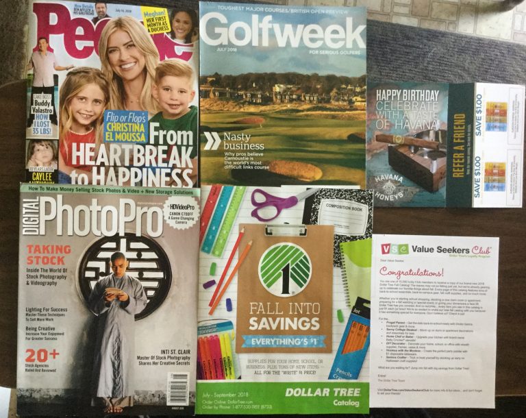 📬 07-05-2018 FREE mail 👪 People  ⛳ Golfweek 🚬🎉 Birthday Card – coupons 📸 Digital PhotoPro 💲 Dollar Tree Value Seekers Club catalog 📚