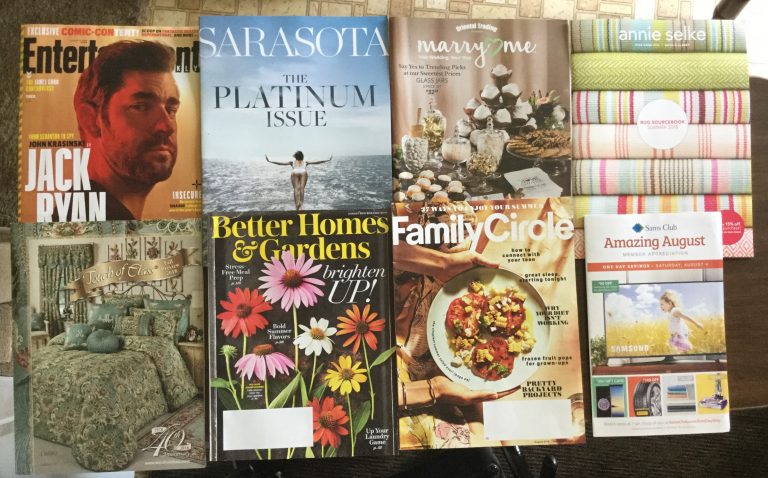 📬 07-28-2018 FREE mail 📽 Entertainment weekly 👙 Sarasota The Platinum Issue  💒 Oriental Trading introduces Marry❤Me 🎏 annie selke 🛏 Touch of Class Fall Preview 2018 💐 Better Homes & Gardens 🍽 Family Circle 📺 Sam’s Club savings book 📚