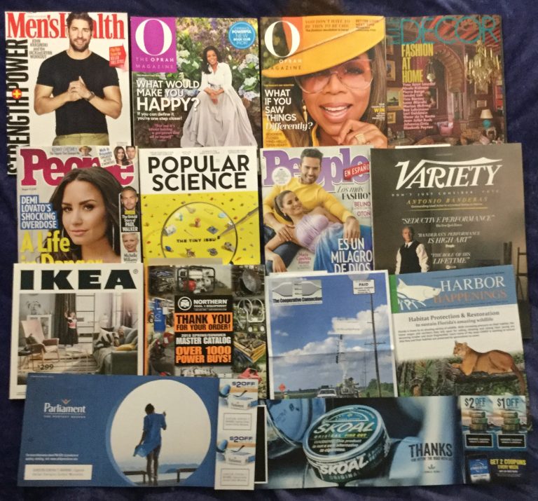📬 08-04-2018 FREE mail 🚹 Men’s Health 👩 O July 💇 O Sept 🏚 ELLE DECOR 👪 People 🔍 Popular Science 👗 People En Espanol 🎨 Variety 🛋 IKEA ♨🛠Northern Tool & Equipment 🔌 The Cooperative Connection 🐟 Harbor Happenings 🚬 Parliament coupons 🚭 SKOAL coupons 📚