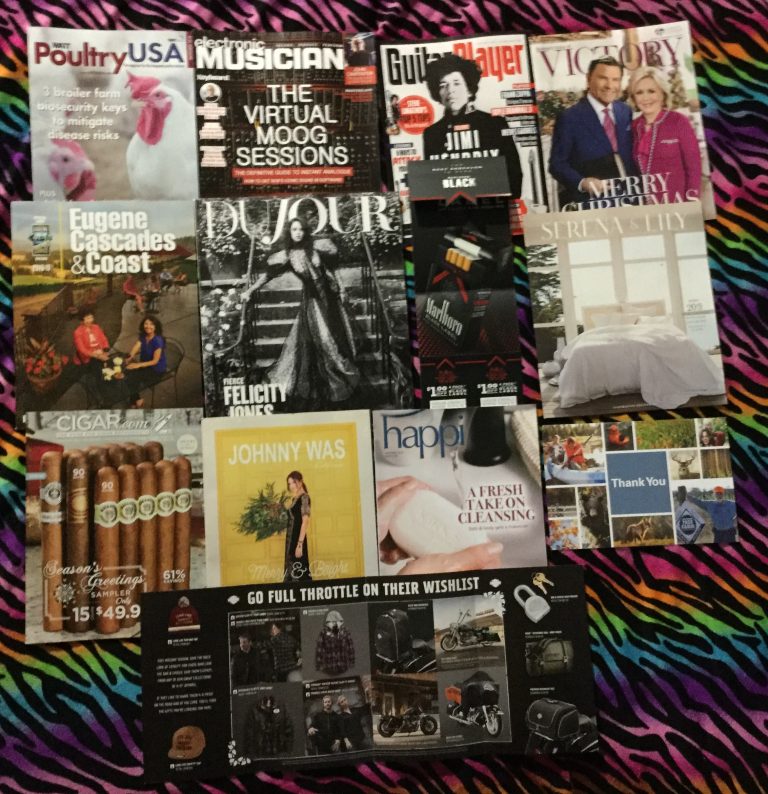 📬11-15-2018 FREE mail 🐔 WATT Poultry USA 🎹 Electronic Musician 🎸 Guitar Player ⛪ Believer’s Voice of Victory 🗺 Eugene Cascades & Coast Oregon Travel guide 👗 DUJOUR 🏴 Marlboro Black Label coupons  🛏 Serena & Lily 🚬 CIGAR .com 🎽 Johnny Was 🚿 Happi 🌲 American Forest Foundation 🏍 Roadhouse Harley Davidson 📚