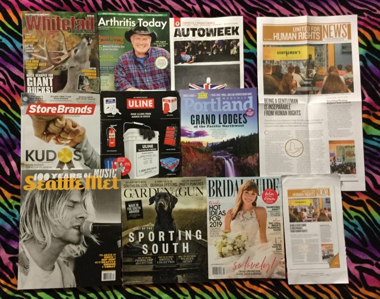 📬 11-20-2018 FREE mail 🏹 Whitetail Journal 💉 Arthritis Today 🚗 Autoweek 👊 Store Brands 🛍 Uline 🎄 Portland Monthly 🎤 Seattle Met 🔫 Garden & Gun  👰 Bridal Guide 📜 United for Human Rights News 📚
