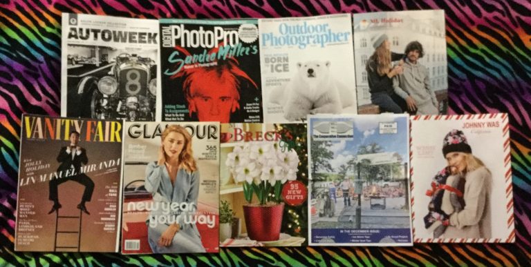 📬 12-04-2018 FREE mail 🚗Autoweek 📸 Digital Photo Pro 📽 Outdoor Photographer 🎽 Marine Layer 🕴Vanity Fair 👗 Glamour 🌷Breck’s 🔌 The Cooperative Connecting 👕 Johnny Was 📚
