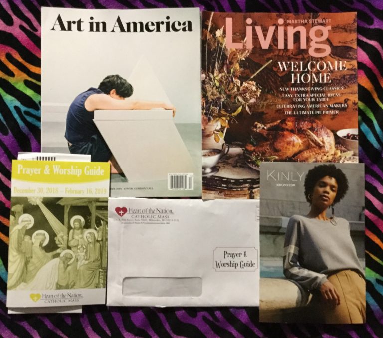 📬 12-06-2018 FREE mail 🎨 Art in America 🦃 Martha Stewart Living ⛪ Prayer & Worship Guide from Heart of the Nation Catholic Mass 👗 KINLY 📚