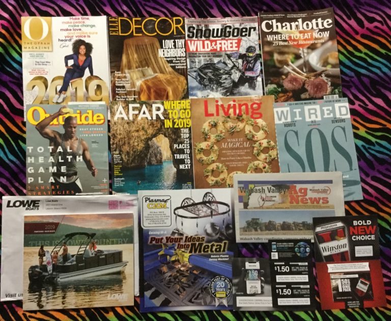 📬12-19-2018 FREE mail 📆 O 🛏 Elle Decor ❄ Snow Goer 🐏Charlotte 👗 Inc. 🏃Outside 🦀Afar 🎄 Martha Stewart Living 🔌 Wired 🚢Lowe Boats 🗜 Plasma Cam Inc. 🌽 Wabash Valley Ag News 🐪 Camel and  🚬 Winston coupons 📚