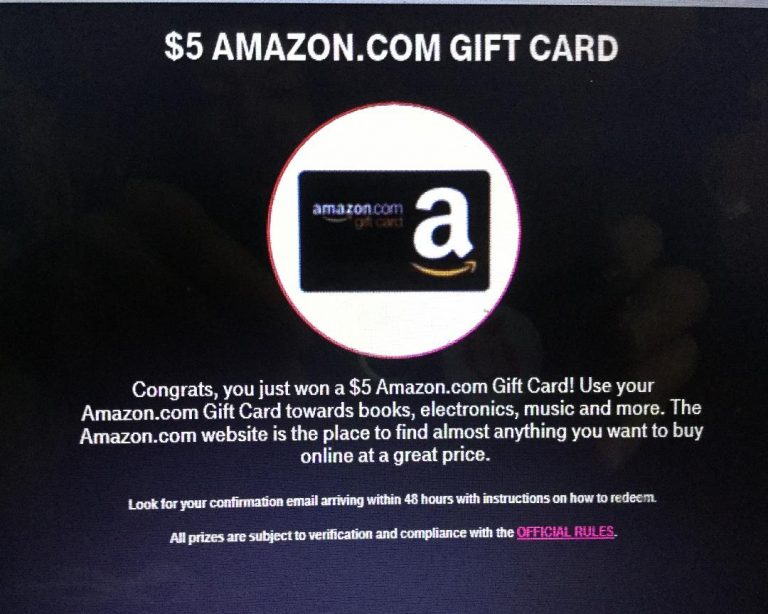 Winner of $5 Amazon gift card from T-Mobile