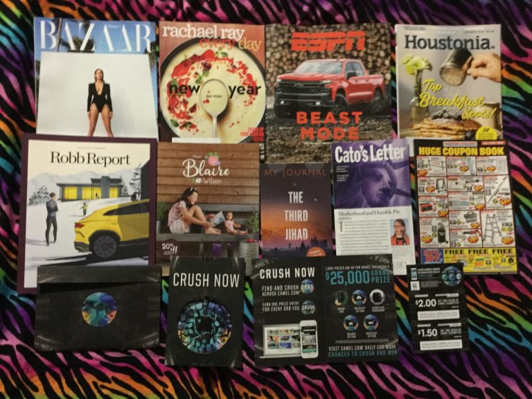📬 01-28-2019 FREE mail 👙 Harper’s Bazzar 🍜 Rachael Ray Every Day 🚛 ESPN 🍳 Houstonia 🚃 Robb Report 🎎 America Girl 📔 My Journal 🗽 Cato’s Letter 🛠 Harbor Freight Tools 🐪 Camel coupons 📚