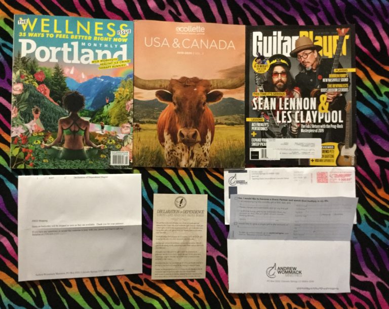 📬02-04-2019 FREE mail 👙Portland Monthly 🌎 Collette USA & Canada guide 🎸Guitar Player ✒Declaration of Dependence Upon God and his Holy Bible Magnet 🔍