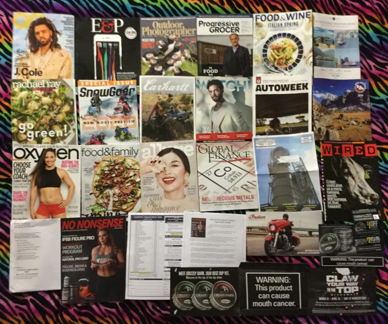 📬03-25-2019 FREE mail 💂GQ 📲 E&P 📸 Outdoor Photographer 🏪 Progressive Grocer 🍝 Food & Wine with Vacation Ideas 🍽 Rachael Ray Every Day 🏂 Snow Goer 👕Carhartt 🕴Watch 🚘 Autoweek ⛺ Big Agnes 👙Oxygen 🍕 My Food & Family 👗 Allure 🌐 Global Finance 🔌 The Cooperative Connection 🐮 Wired 💊 No Nonsense Beverly International  🏍 Indian Motorcycle  🚭 Grizzly coupons 📚