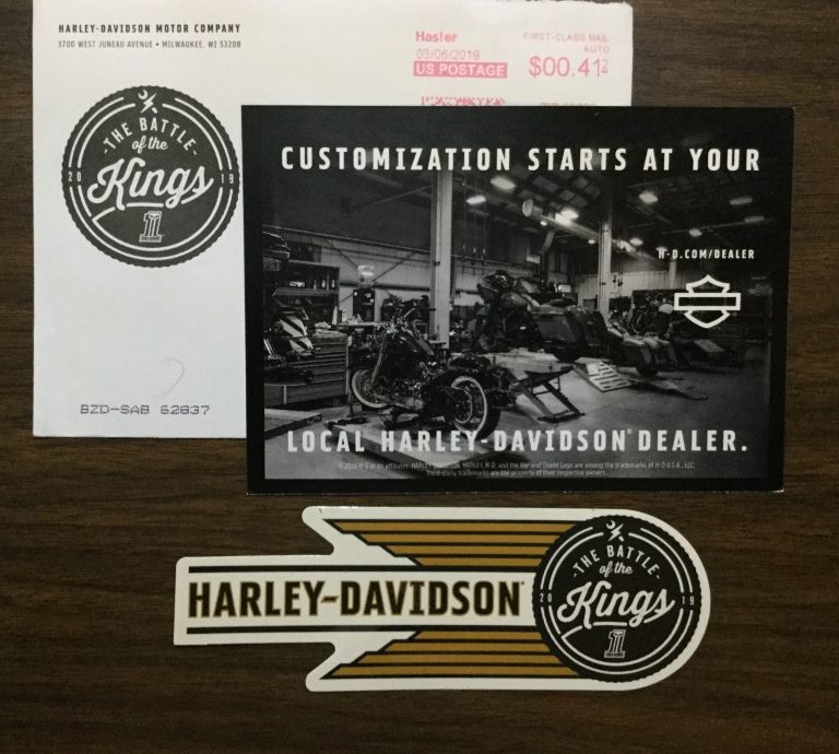 Free Harley Davidson The Battle of the Kings Sticker