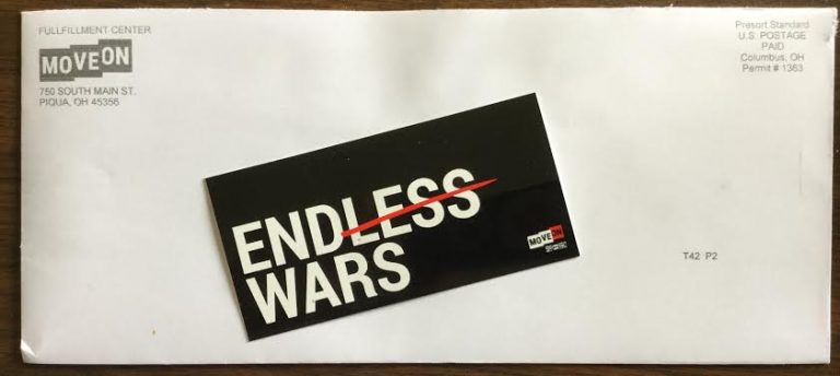 Free #MoveOn Endless Wars Sticker