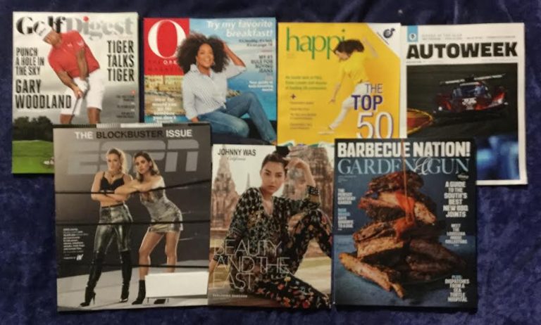 📬07-13-2019 FREE mail 🏌Golf Digest 💇 O 😁 Happi 🏎 Autoweek ⚽ ESPN 👗 Johnny Was 🍖 Garden & Gun 🔫