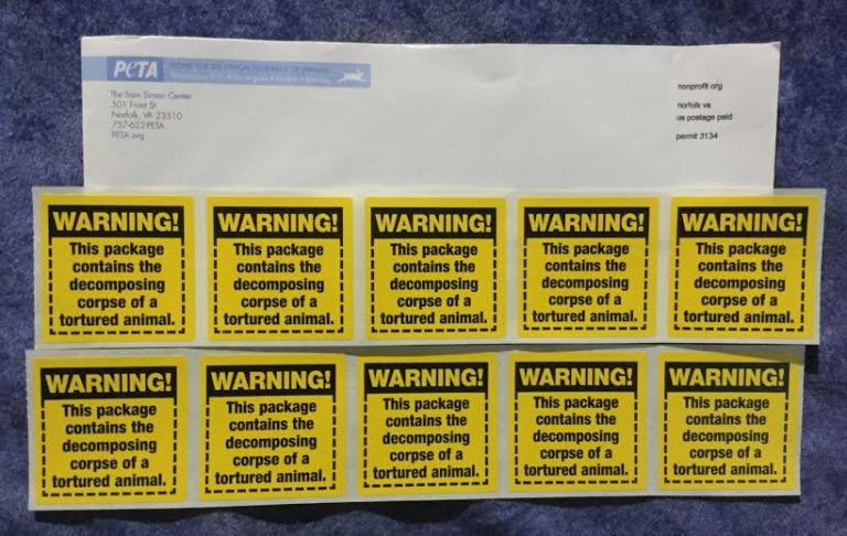 Free Meat Warning Labels from PETA