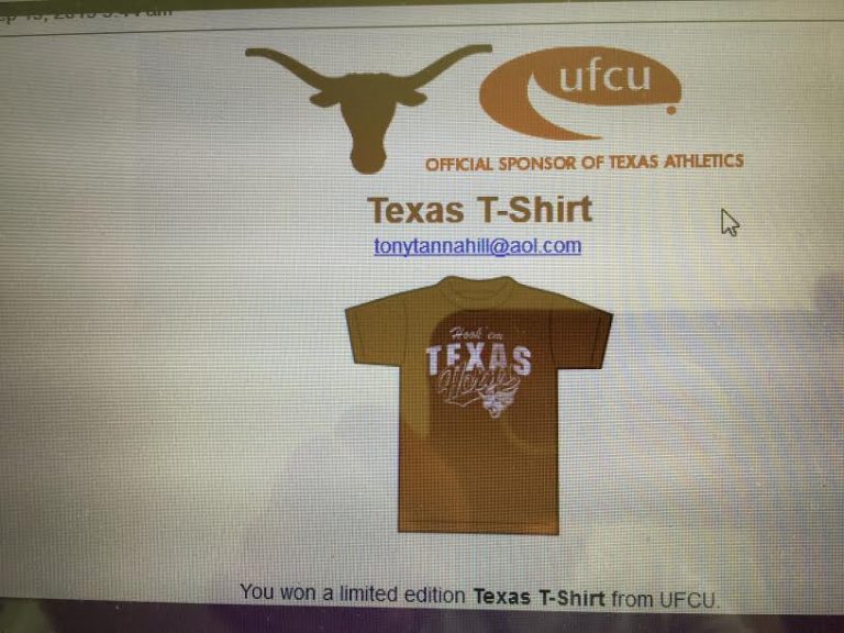 Winner in the Texas Longhorns UFCU 2019 Spin to WinSweepstakes
