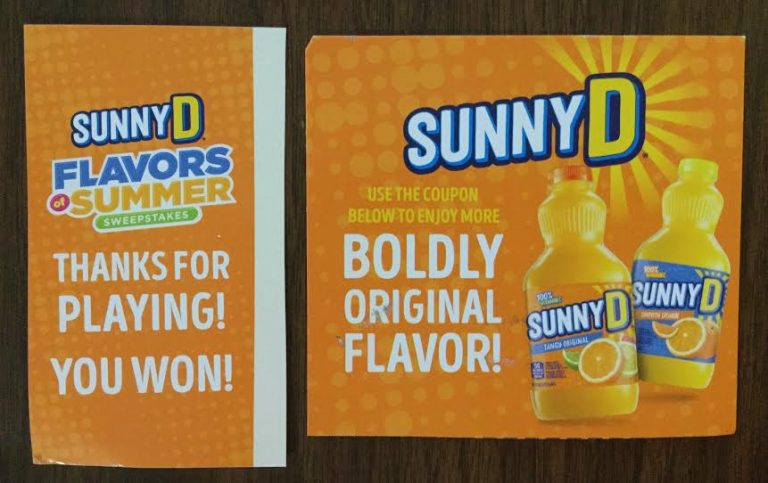 Winner in the SunnyD Flavors of Summer Instant Win Game
