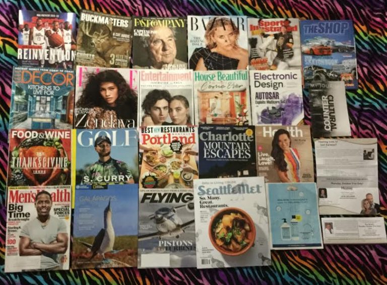 📬 10-19-2019 FREE mail 🏀 Sports Illustrated Kids  🏹 Buckmasters 🎃 Fast Company 🕷 Harper’s Bazaar🏑 Sports Illustrated 🏎 The Shop    🏡 Elle Decor 💇 Elle 📽 Entertainment Weekly 🏠 House Beautiful 🚔 Electronic Design 📖My Journal  🍷Food & Wine 🏌 Golf 🎂 Portland Monthly  🏖 Charlotte Mountain Escapes 👻 Health 🏋 Men’s Health 🐧 National Geographic 🛩 Flying 🍜 Seattle Met 💲 Coupons 👂All American Hearing 📚