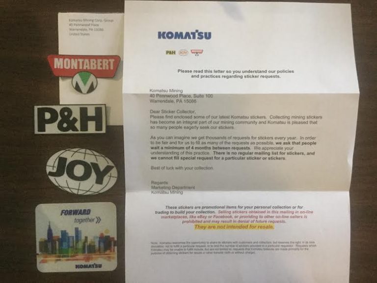 Free Komatsu Mining Stickers