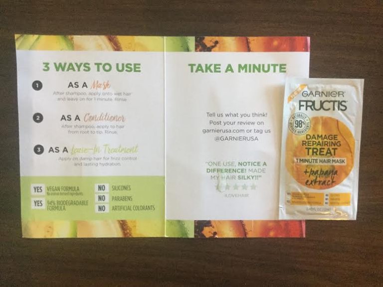 Free Garnier  Fruitis Damage Repair Treat 1 minute hair mask