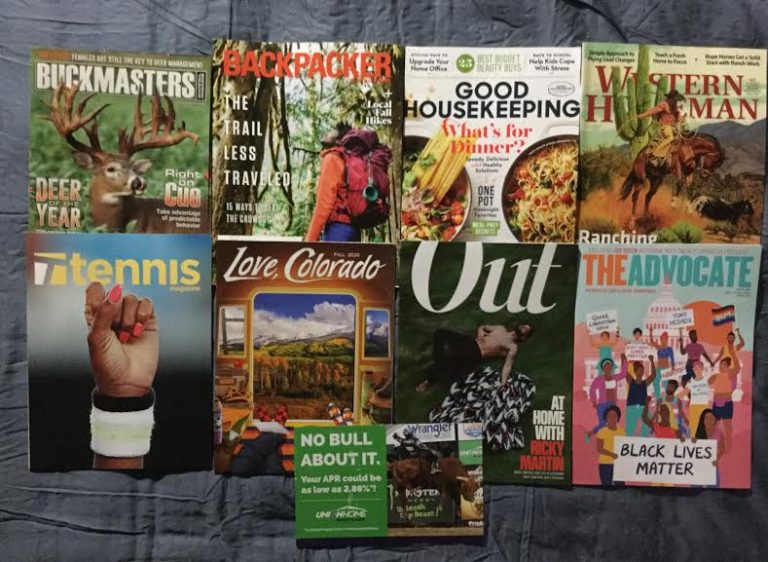 📬 8-17-2020 FREE mail 🏹 Buckmasters 🎒 Backpacker 🍝 Good Housekeeping 🌵 Western Horseman 🎾 Tennis 🏔 Love Colorado 😷 Out ☢ The Advocate 🐂 Union Home Mortage 🏥