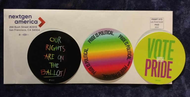 Free Vote with Pride Stickers