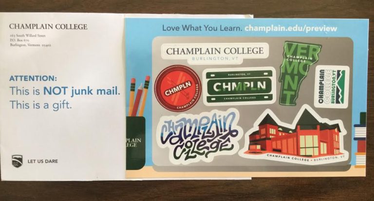 Free stickers from Champlain College