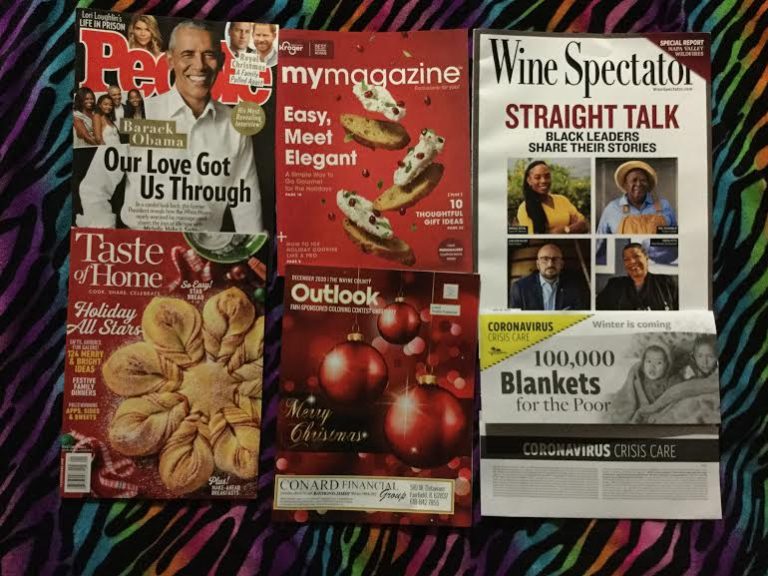 📬  11-25-20 FREE mail🕴People 🛍 Kroger 🍷 Wine Spectator 🎂 Taste of  Home 🎄 The Wayne County Outlook ⛪ Christian Aid Ministries 🦃