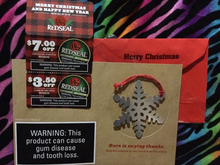Free Red Seal Christmas card with coupons and metal snowflake
