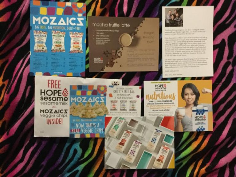 Free Hope &  Sesame  sesamemilk and Mozaics  Veggie Chips coupons