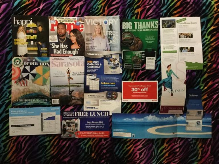 📬 1-16-2021 FREE mail 😄 happi 👪 People ⛪ Believer’s Voice of Victory 🚭 Copenhagen coupon 🏫 Champain Collage 🎨Fo the Love of Art 🌱 Sarasota ⏺ Boker’s 💊 CVS savings 🚬Virginia slims coupon 🛥 Parliament coupons 💹 Personal Capital 🍽 Free lunch to Hogg Heaven BBQ 🐖