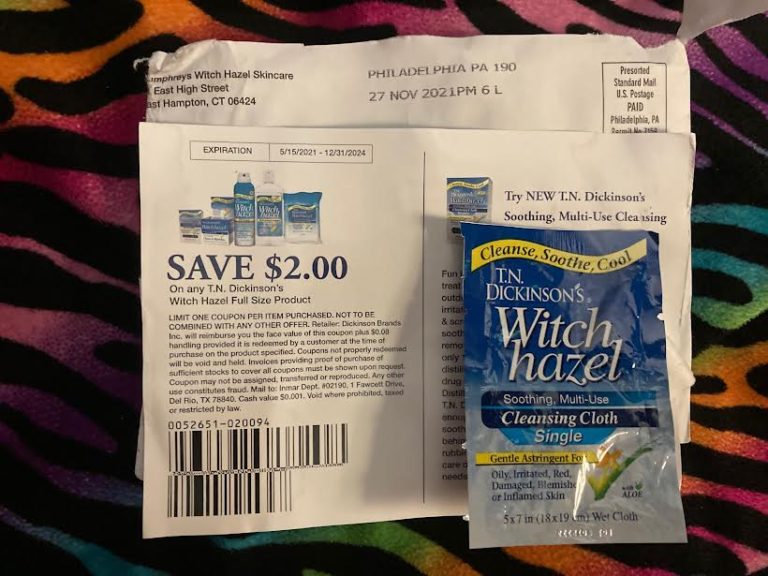 Free  T.N. Dickinson’s Witch Hazel Soothing Multi-Use Cleaning Cloth