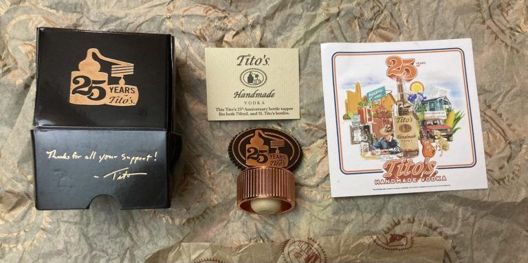 Free titos vodka  25th anniversary  bottle topper gift