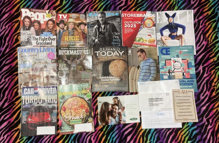 📬 3-11-2023 FREE mail 👪 People 📺 TV Guide 🕴 Esquire 🏪 Store brands 🐰 ELLE 🐄 Country Living 🏹 Buckmasters ⛪ Beyond Today 👕 Johnnie-O 🔍 CE 🏎 Car and Driver 🍳 Woman’s Day 💑 Country Financial 👓 CBN window sticker 📚