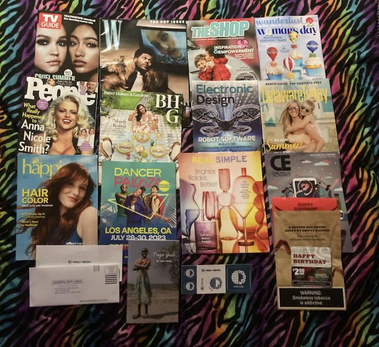 📬 5-23-2023 Free mail 📺 T V Guide🕴 W  🏎 The Shop 🎈 Woman’s Health 👪 People 🍽 Better Homes and Gardens 🛰 Electronic Design 🕶 Delaware Today 💇 Happi 👯Dancer Palooza 🍸 Real Simple  🏋 CE ⛪ Prayer guide 🎂 Birthday gift from Red Seal 📚