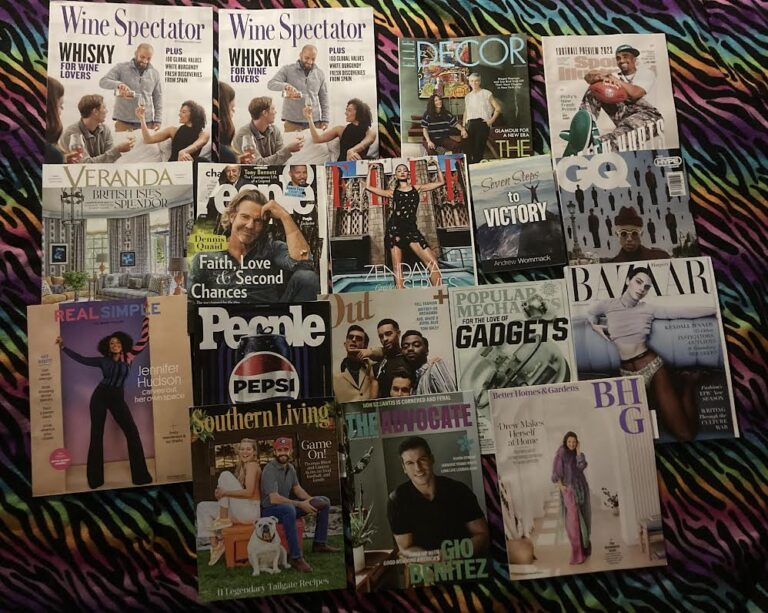 📬 8-26-2023 🍷 Wine Spectator🖼 Elle Decor 🏈 Sports Illustrated 🛋 Veranda 👨 People  👗Elle ⛪ Seven Steps to Victory 🕴 GQ 👖 Real Simple 👪 People 📤 Out 🤖 Popular Mechanics 👙 Harper’s Bazaar 🐩 Southern Living 🌵 The Advocate 💮 Better Homes & Gardens 📚