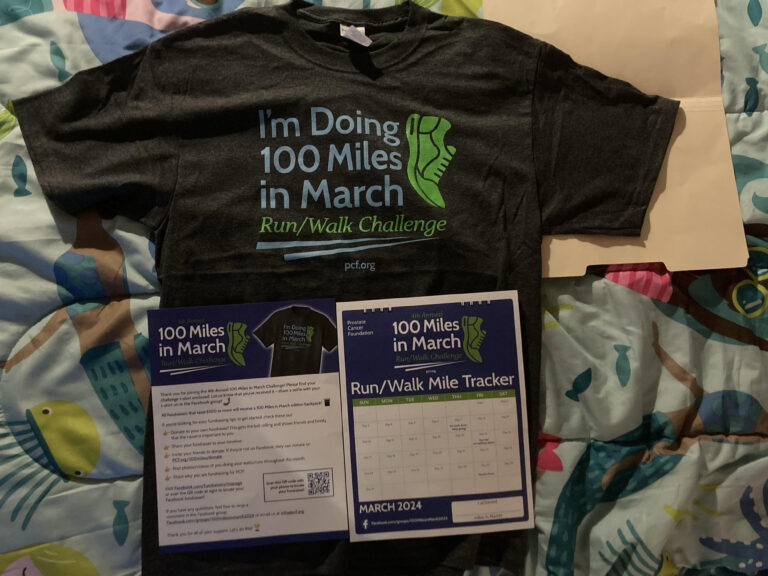 Free T-shirt for the 4th Annual 100 Miles in March Run/Walk Mile Tracker T-shirt