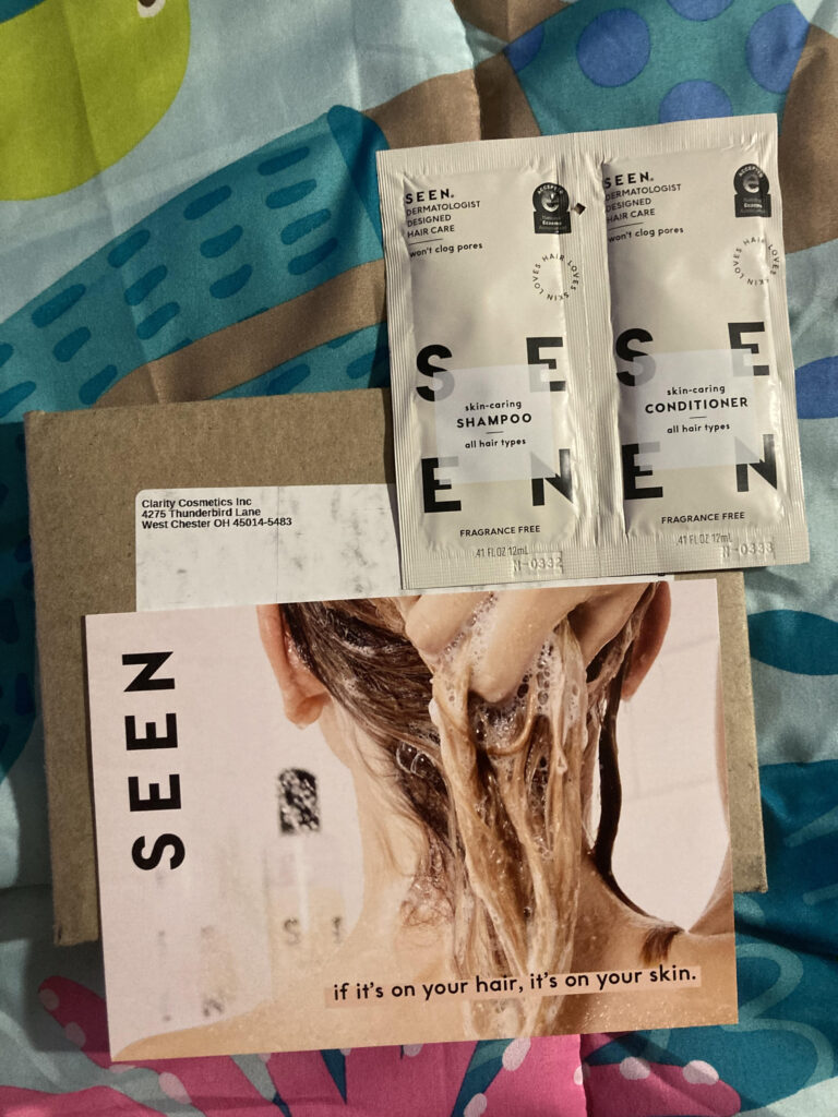 Free Seen shampoo and conditioner sample