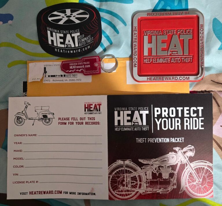Free Protect Your Ride Theft Protection Packet from Virginia State Police