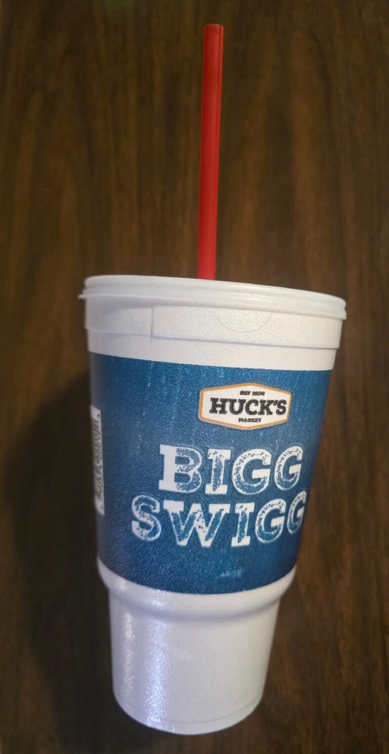 Free Fountain Drink a Bigg Swigg Drink from Huck’s